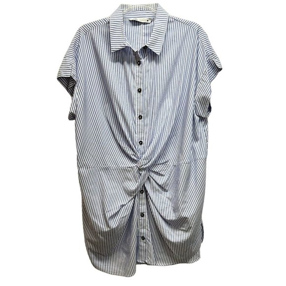 Zara Button-UP‎ Blue & White Stripe Shirt Dress Tunic Size M - Picture 1 of 6